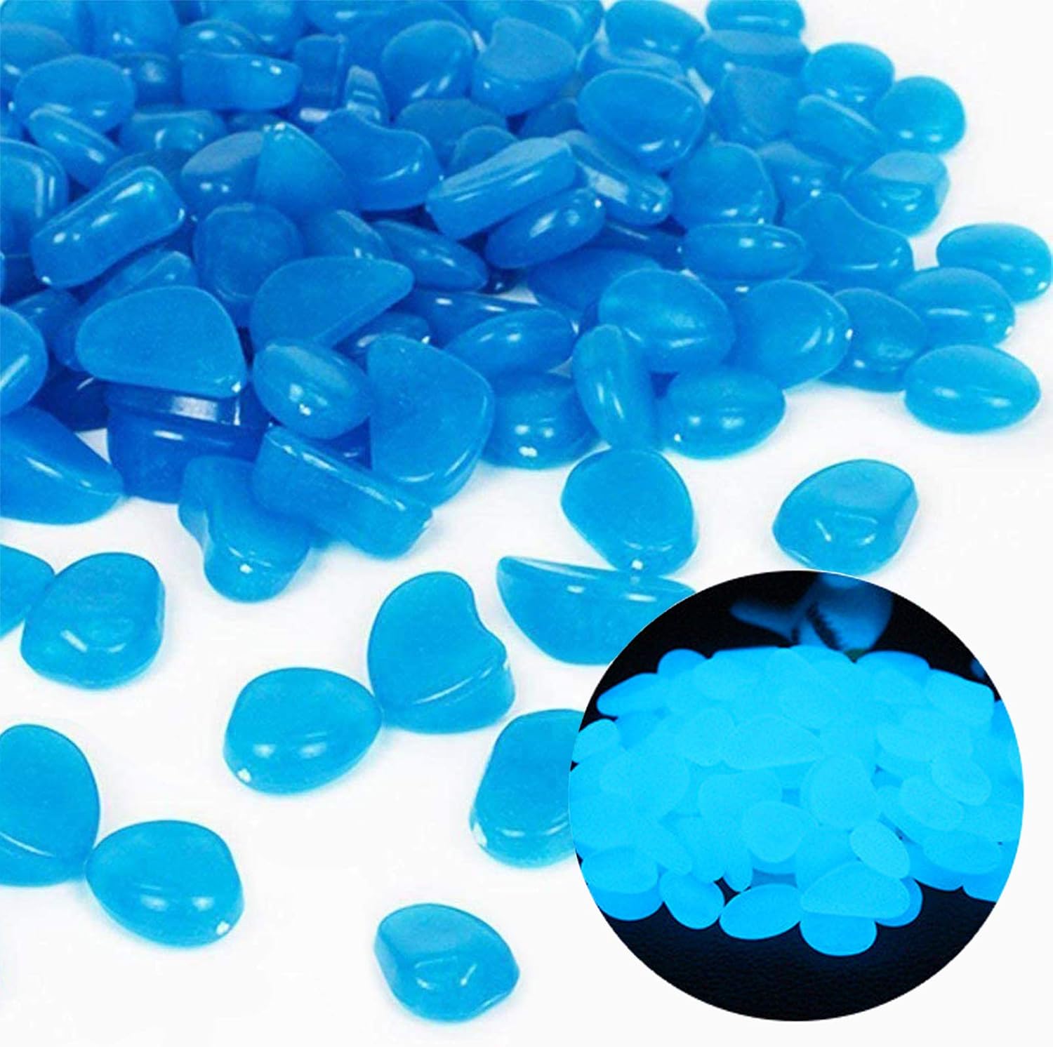 Aquarium Plant Ornament - Rocas para pecera, guijarros azules brillantes