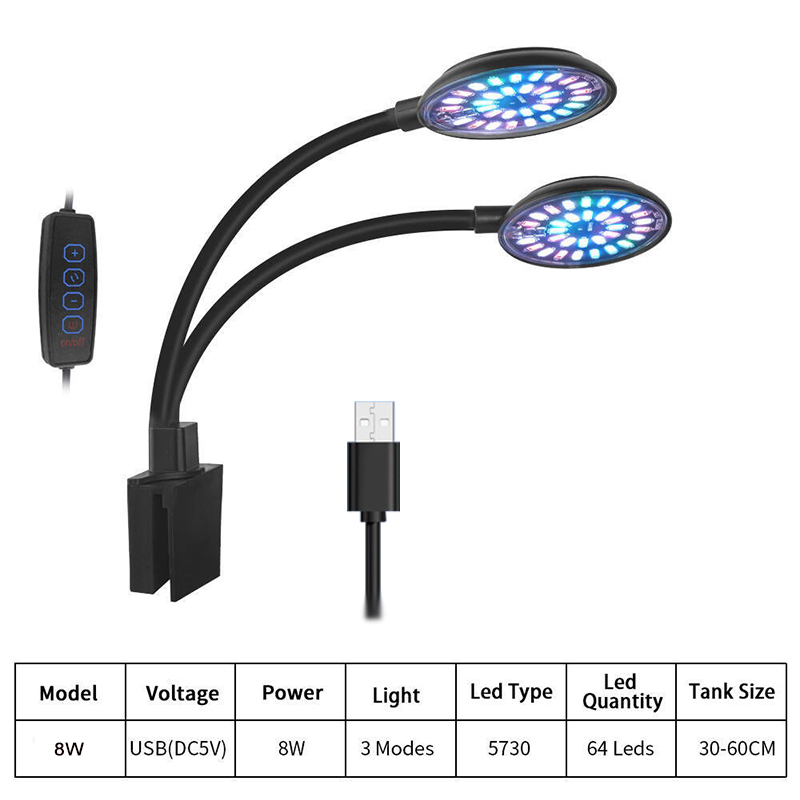 Luz LED USB para acuario, lámp - Aquarium Plant Grow Light reseña y precio